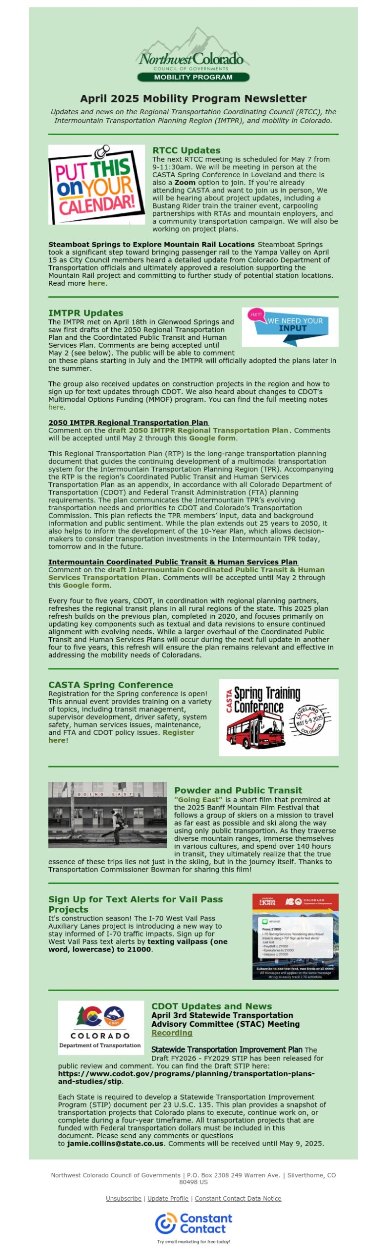 April 2025 Mobility Program Newsletter
