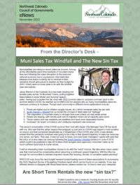 November 2022 News – Muni Sales Tax Windfall and The New Sin Tax, Northwest Loan Fund (NLF) hosts State Conference, The NWCCOG welcomes new Fiscal Assistant