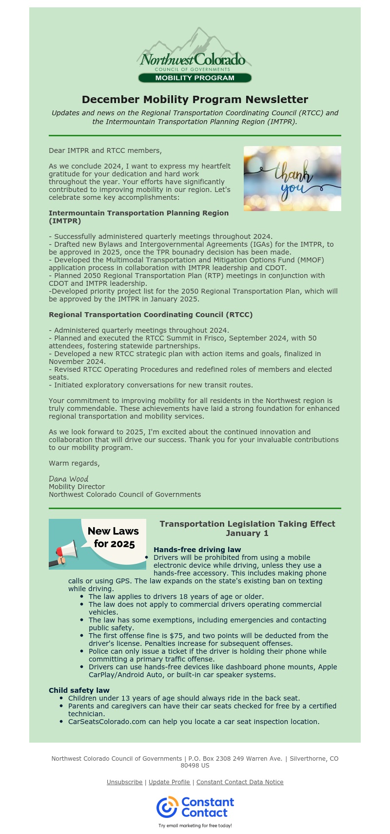 December 2024 Mobility Program Newsletter