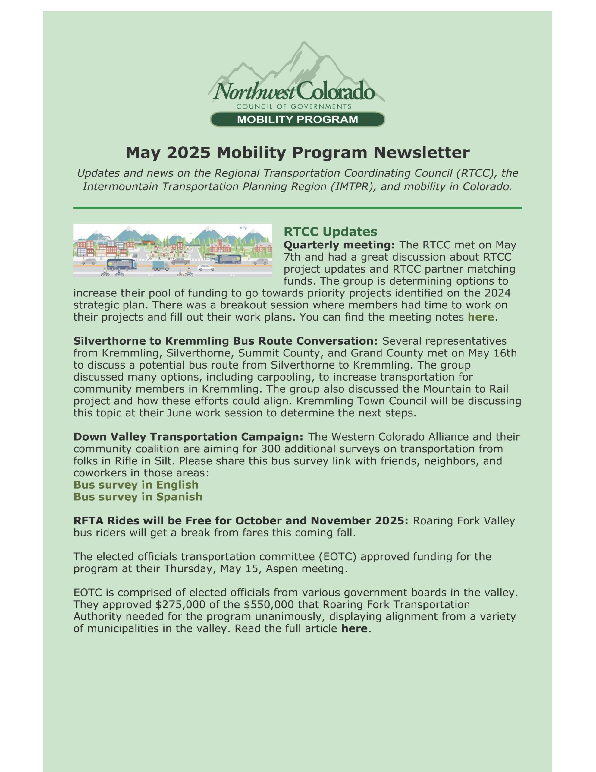 May 2025 Mobility Program Newsletter